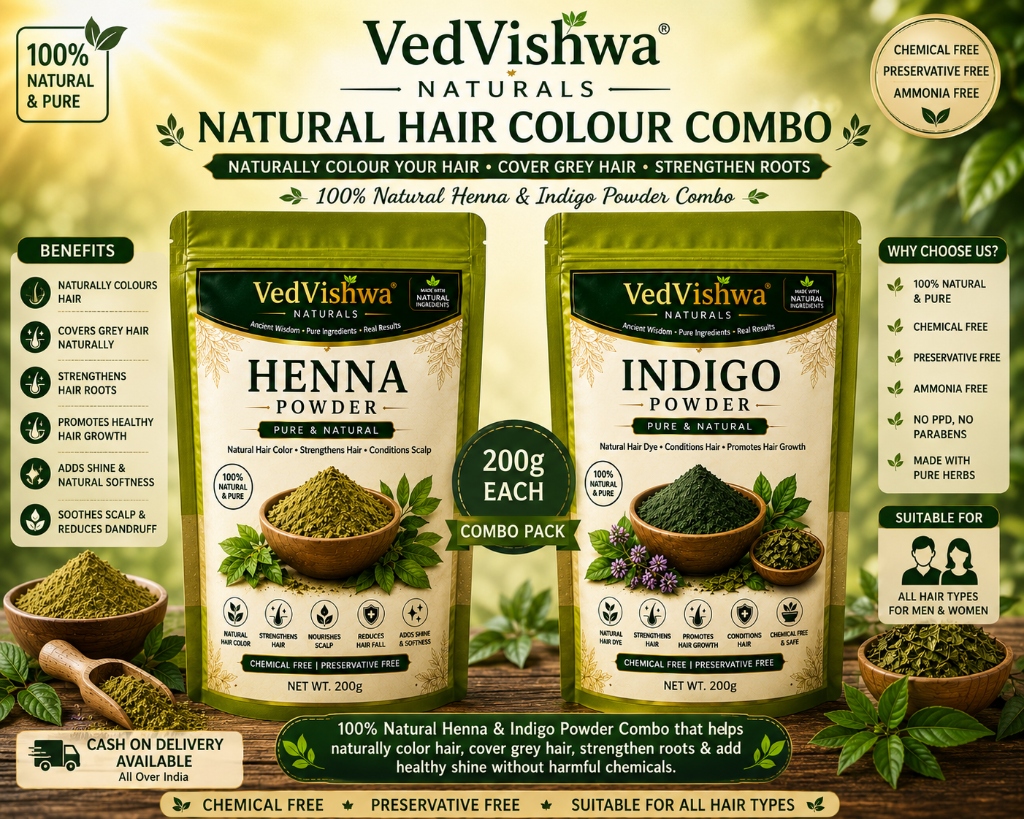 VedVishwa Natural Henna & Indigo Hair Color Combo